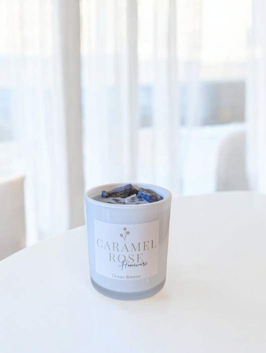 Lapis Lazuli Crystal Candle in Ocean Breeze