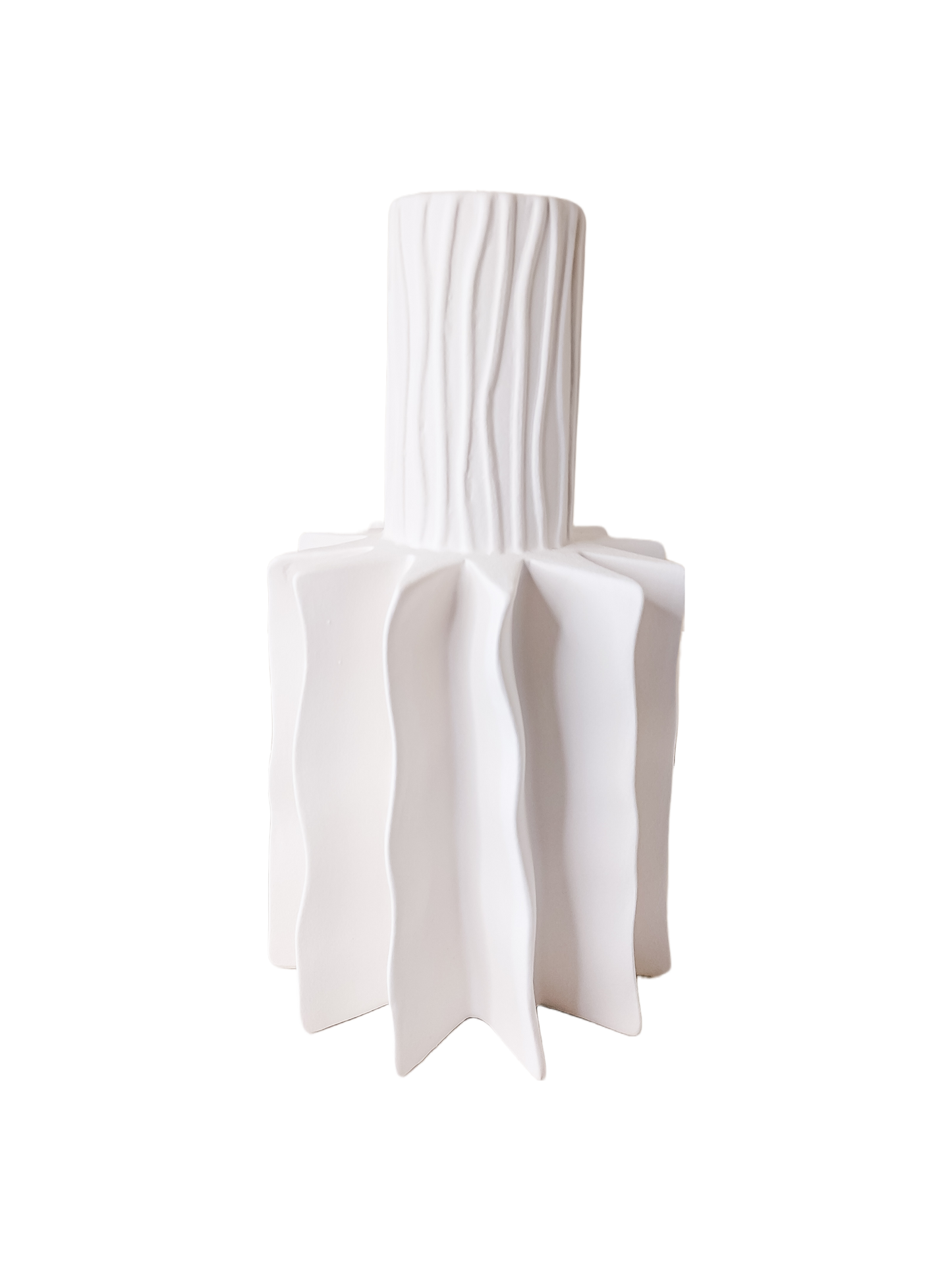 Canary Palm Ceramic Vase in White