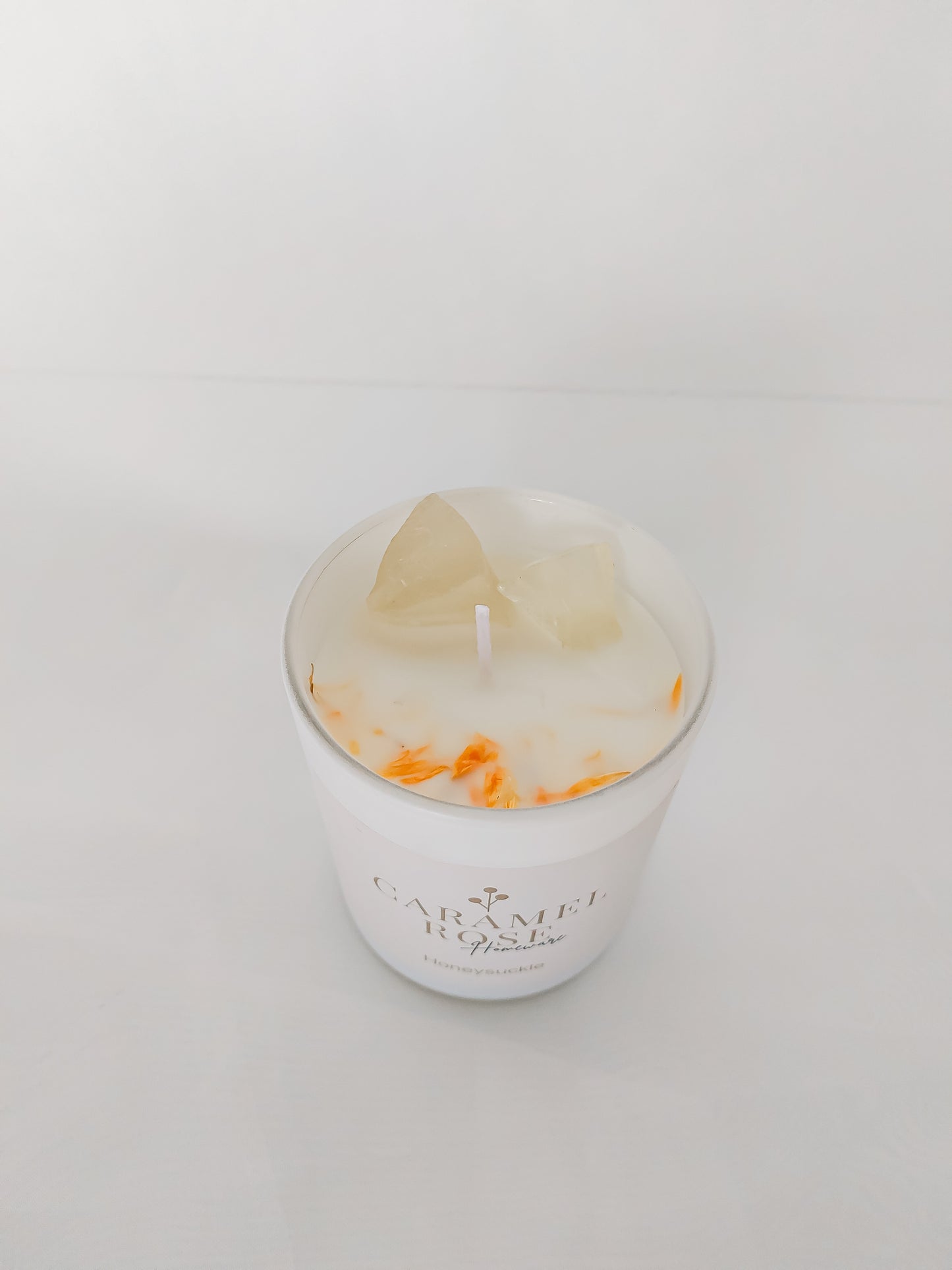Citrine Botanical Crystal Candle in Honeysuckle