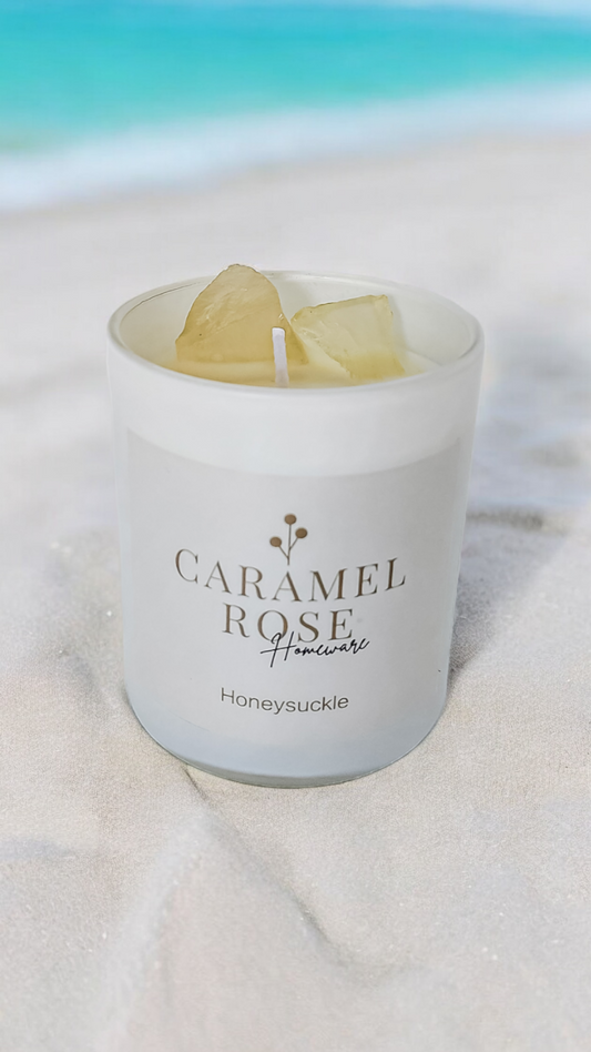 Citrine Botanical Crystal Candle in Honeysuckle